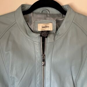 Vintage Neiman Marcus Exclusive Light Blue Leather Jacket